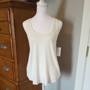American Eagle Cream Color Raw Hemline Tank, Women's M, NWT